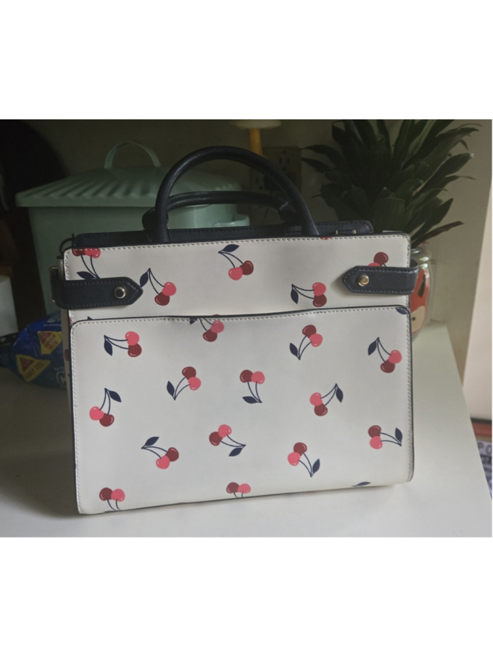 kate spade new york Staci Medium Satchel in the "Dancing Cherrie" (cream multi). - Picture 2 of 6